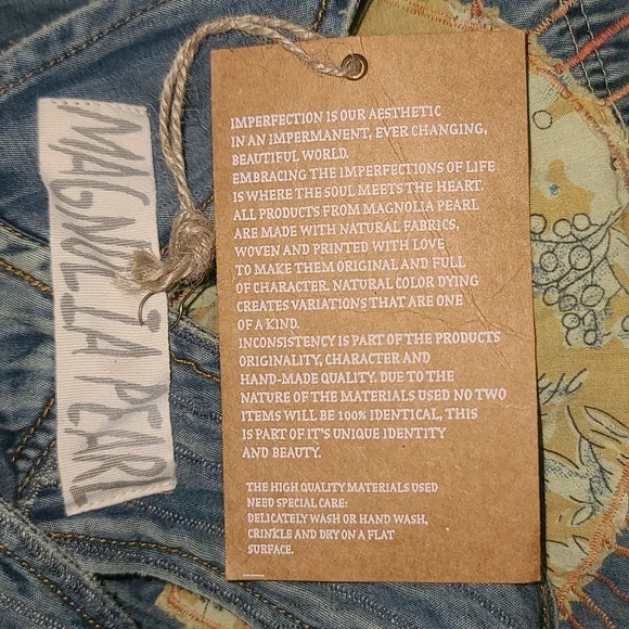 New Magnolia Pearl Love Applique Overalls Woodstock 032 Overall Denim Jeans jean - Picture 14 of 17